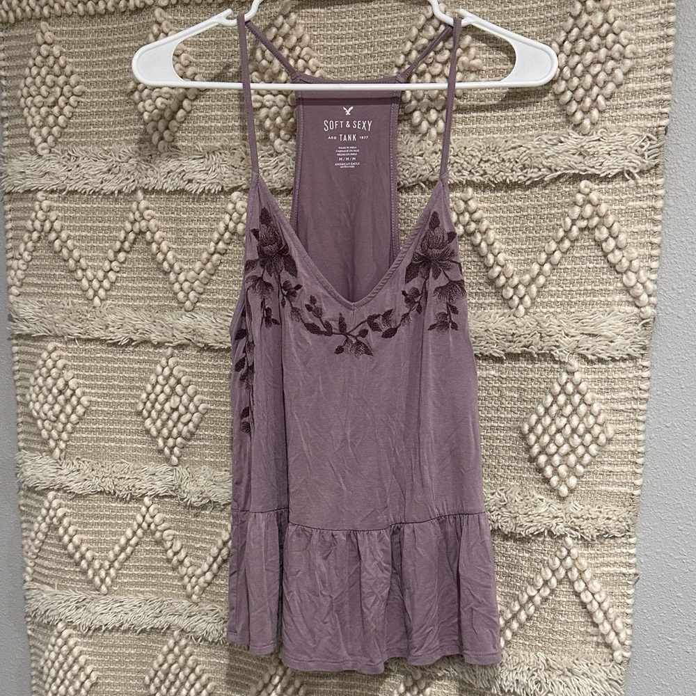 American Eagle Lavender Embroidered Camisole